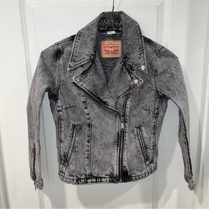 Levi Strauss & co women Moto Biker Jacket Acid Wash size S Cotton zip up pockets